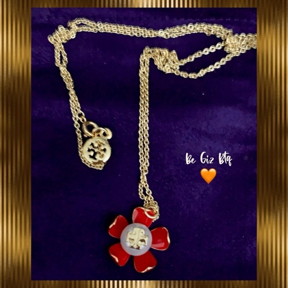 Tory Burch Jewelry - Tory Burch Gold And Samba Red Pearl Flower Necklace